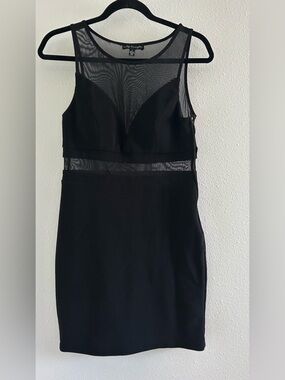 City Triangles Black Mesh Panel Bodycon Mini Dress